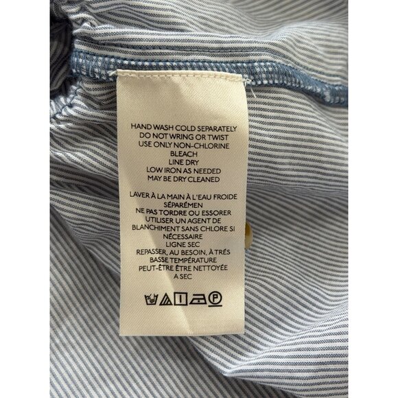 Pilcro Anthropologie Womens Size M Top Faux-Wrap Striped Cotton Blue Long Sleeve - Picture 8 of 8